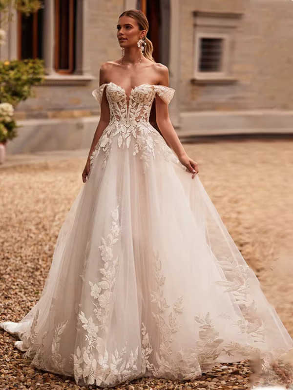 French High-end Forest-themed Wedding Dress 2026 New Style off Shoulder Sleeveless Backless Bridal Welcome Dress