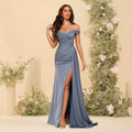 New Off-shoulder Bridesmaid Dress Elegant Slim-fit Sleeveless Slit Banquet Evening Gown