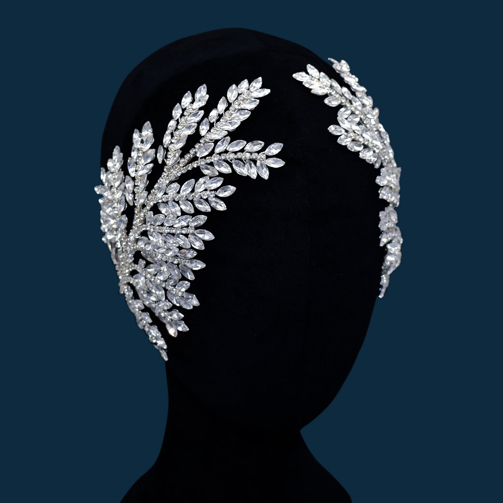 Rhinestone Flower Bridal Headwear Handmade Diamond Branch Updo Side Decoration Symmetrical Hairpiece Dress Hair