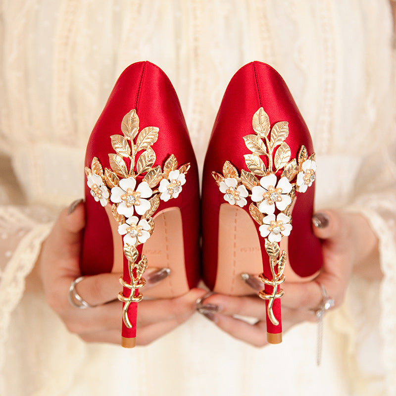 Fashion Light Luxury Sexy Women's Pumps Satin Single Shoe Pointed Toe 10cm High Heel Stiletto Party Wedding Shoe