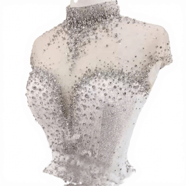 Luxury Anti-static Crystal Wedding Dress African Deep V-Neck Sleeveless Lace-Up Mermaid Bridal Dress