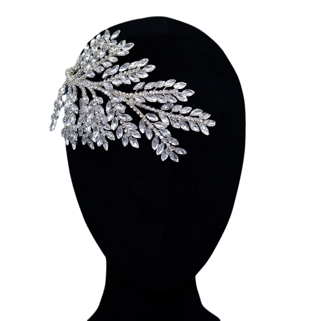 Rhinestone Flower Bridal Headwear Handmade Diamond Branch Updo Side Decoration Symmetrical Hairpiece Dress Hair
