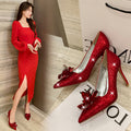 Plus Size 34-43 High Heel 7/9cm Cinderella Wedding Shoe Luxury Rhinestone Stiletto Close Pointed Toe Bridal Shoes