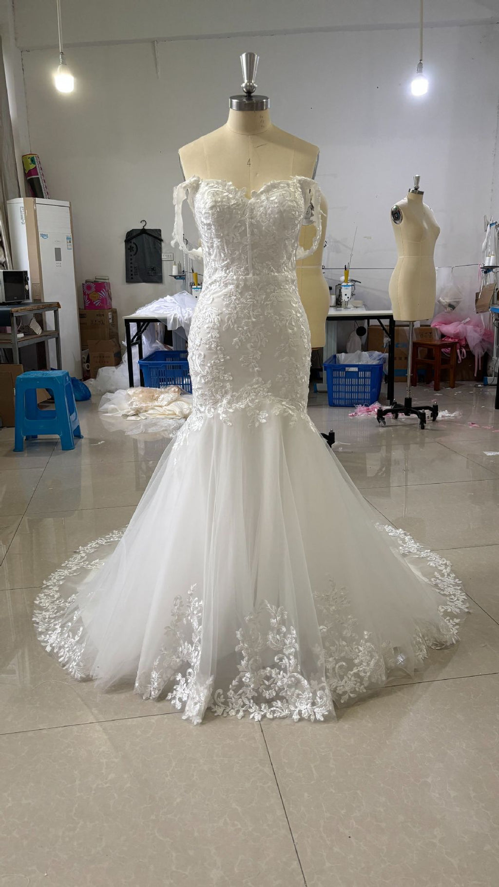 New Off-Shoulder Fish Tail Wedding Dress High End Figure Hugging Slim Fit Sleeveless Mermaid Bridal Dress