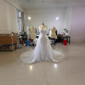 French-style Strapless Lace Wedding Dress Elegant V-Neck Sleeveless Backless Mermaid Bridal Dress With Detachable Train