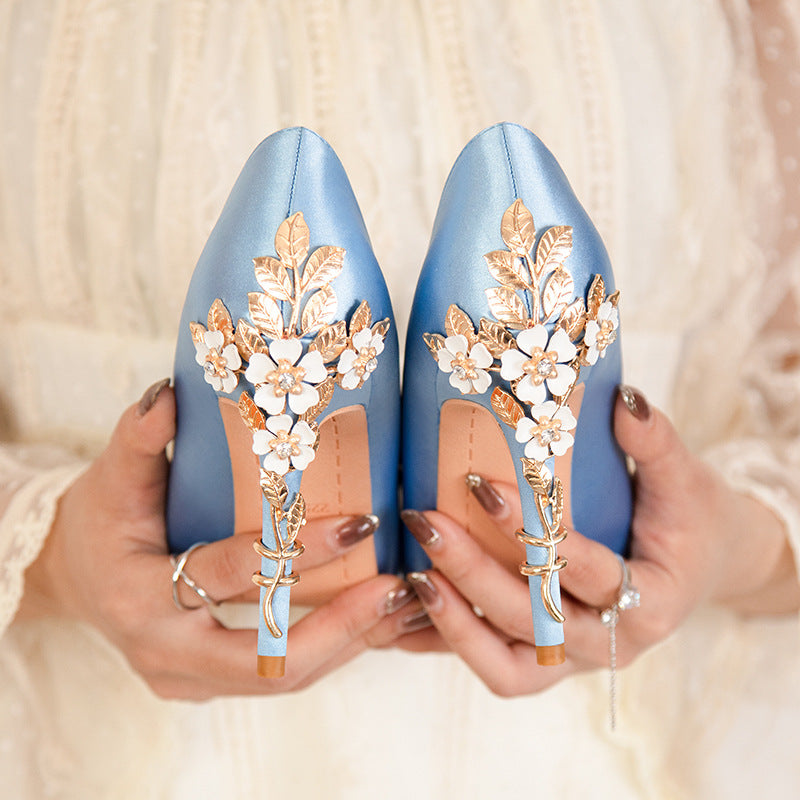 Fashion Light Luxury Sexy Women's Pumps Satin Single Shoe Pointed Toe 10cm High Heel Stiletto Party Wedding Shoe