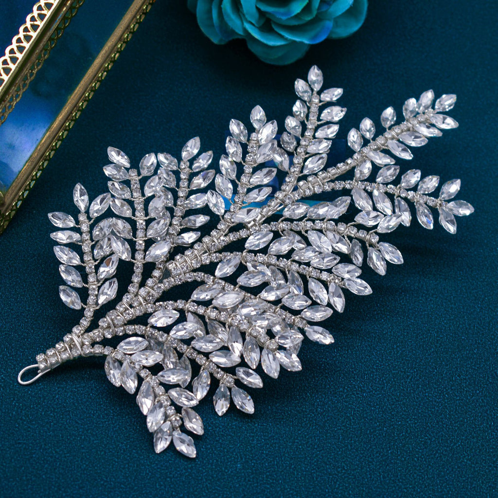 Rhinestone Flower Bridal Headwear Handmade Diamond Branch Updo Side Decoration Symmetrical Hairpiece Dress Hair