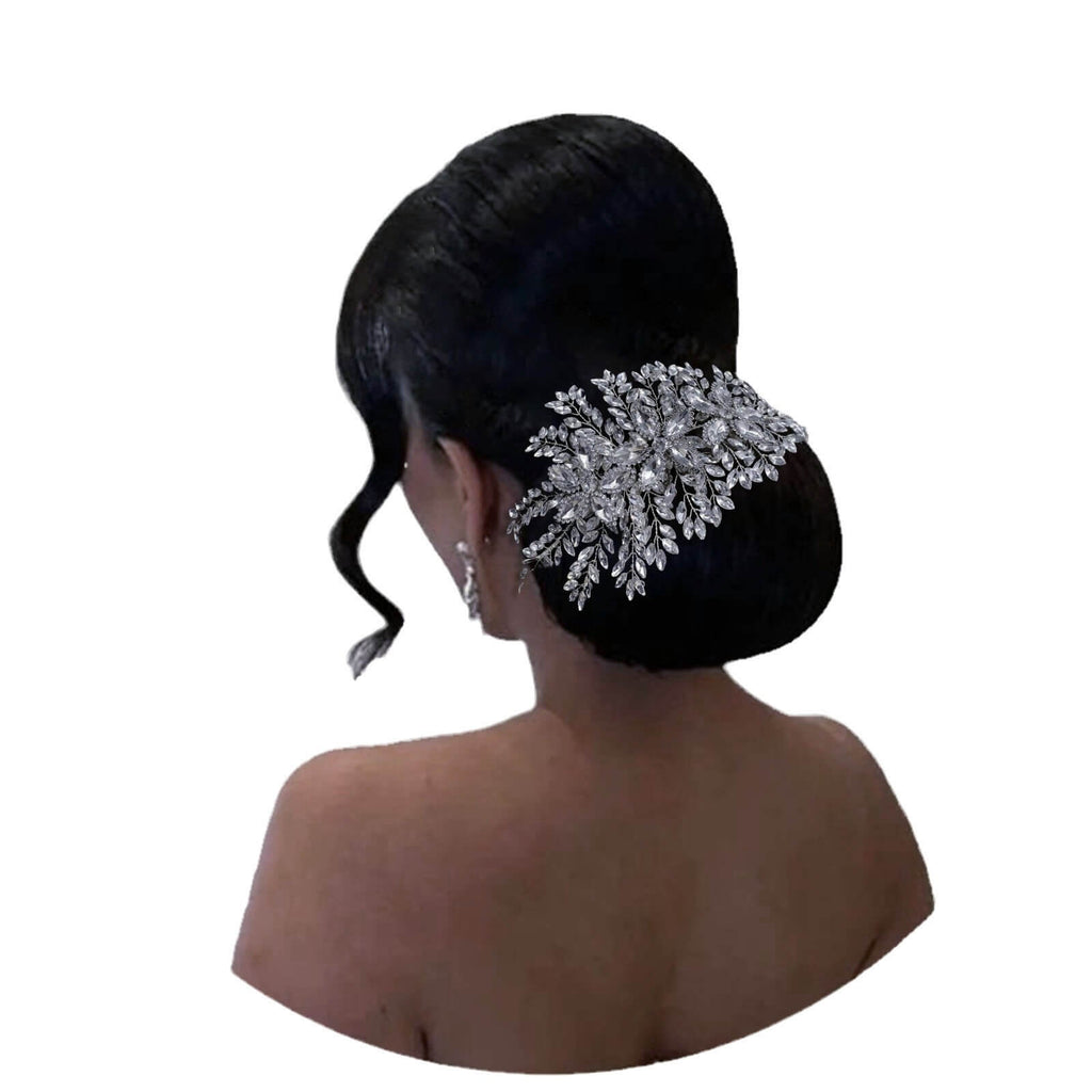 Fashion Bridal Headwear Floral Design Handmade Rhinestone Hairpiece Side Decoration Wedding Party Performance Updos