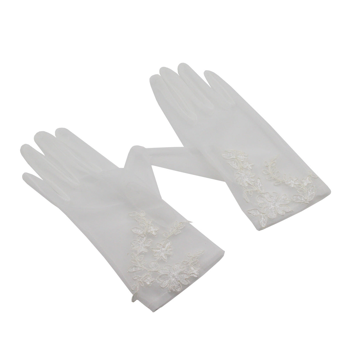 Ivory Embroidered Wrist Length Wedding Gloves Elegant Super Fairy Lace Photo Dinner Party Gloves