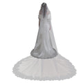 Elegant Vintage 3 Meter Long Lace Edge Bridal Veil Courtly Chapel Train Veil for Main Wedding