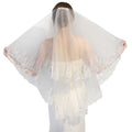 Exquisite Double Layer Veil with Sequined Lace Beaded Wedding Headdress Embroidered Bridal Veils